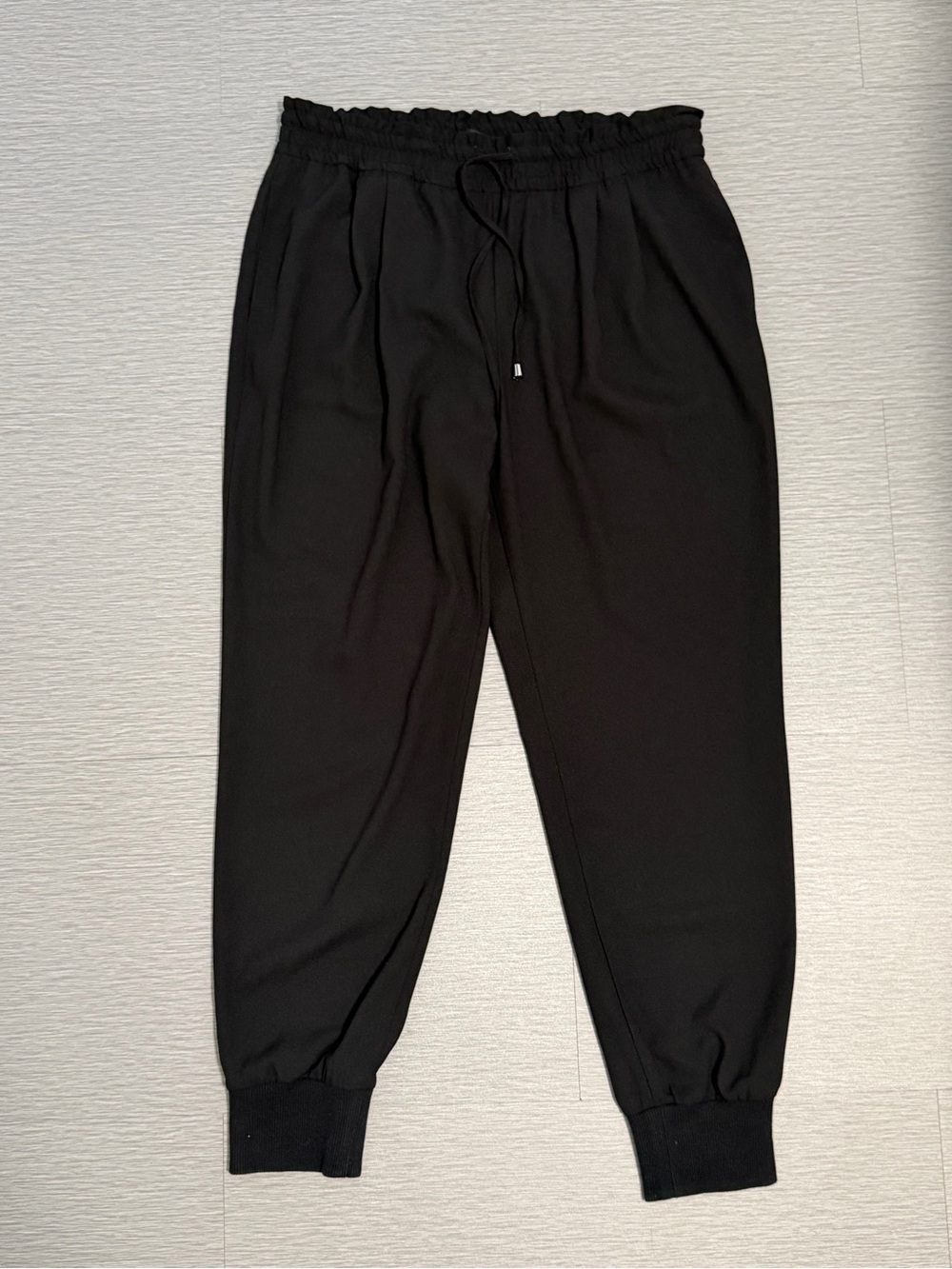 Zara Basic Black Jogger Pants Women’s Large Drawstring Elastic Waist, pockets - Picture 7 of 9